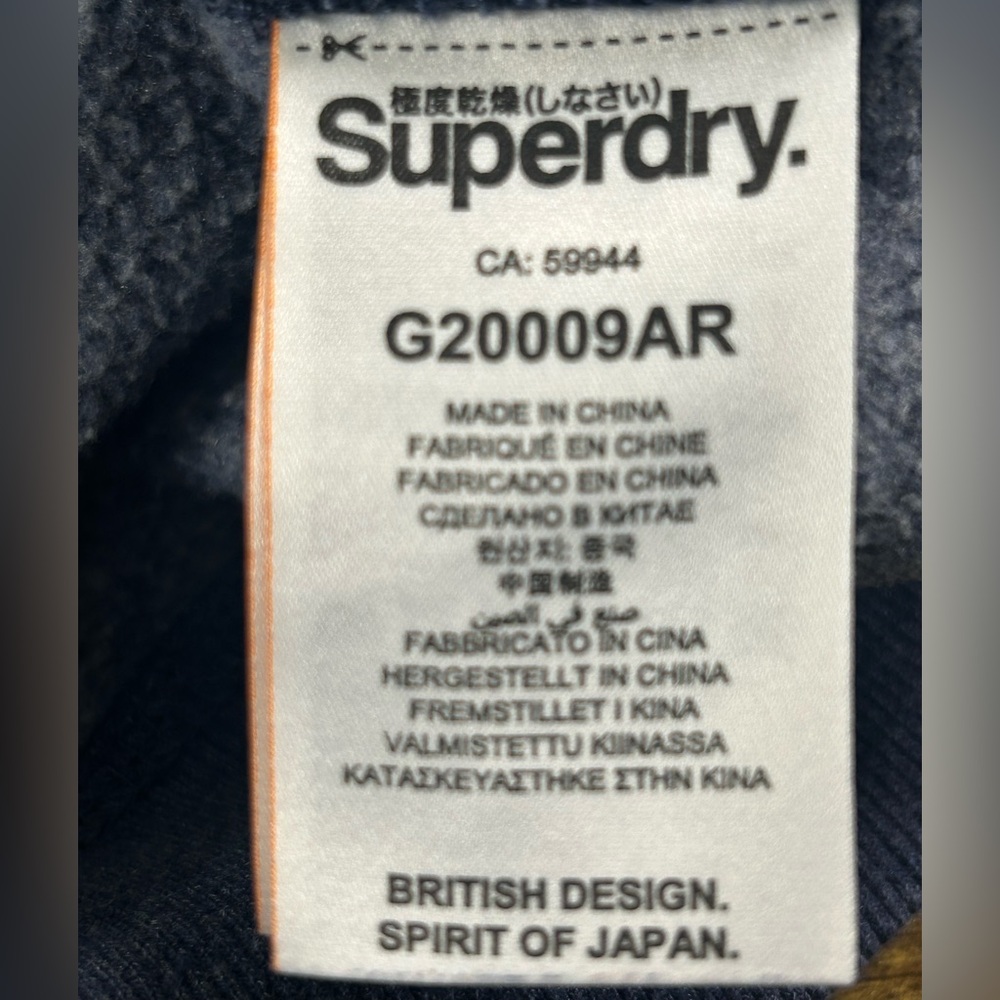 SUPERDRY Orange Label Elite Hooded Pullover Sweatshirt Blue Wom US 8 UK 12 EU 40 - Picture 9 of 12